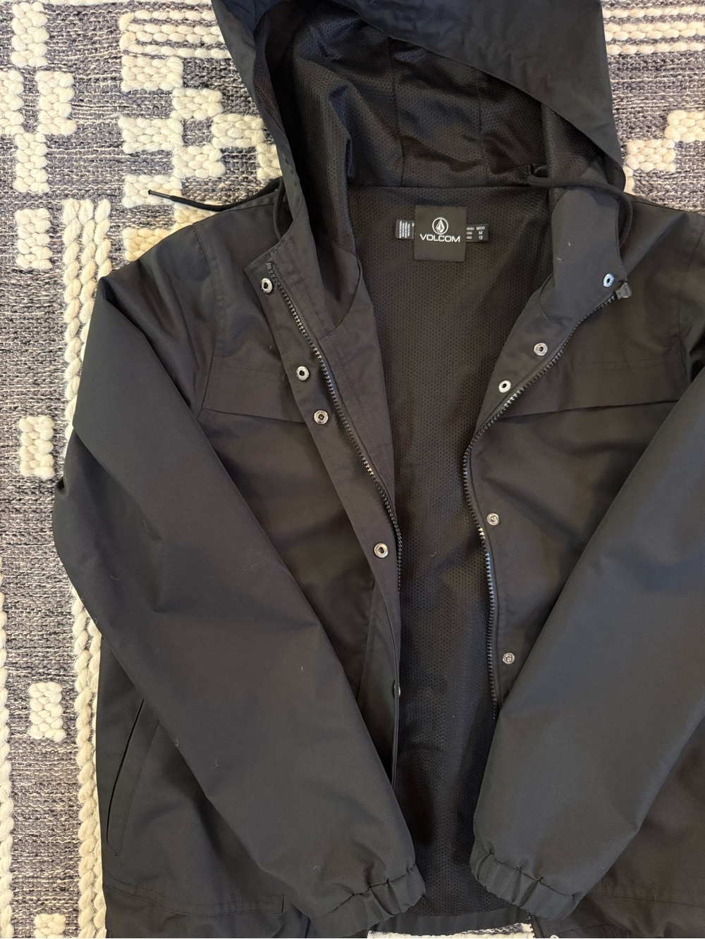 Volcom Black Hooded Rain Jacket